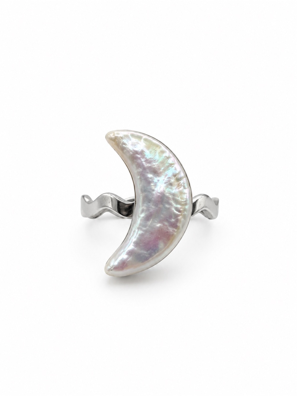 Pearl Moon Wavy Band Ring